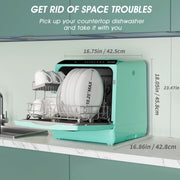 AIRMSEN AE-TDQR03 Portable Countertop Dishwasher with 5-Liter Built-in Water Tank & Air-Dry Function, 5 Washing Programs