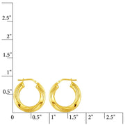 Brilliance Fine Jewelry 14K Gold Plated Sterling Silver Twisted Ribbed Hollow Lightweight Hoop Earrings, Yellow Gold, GZM08623-14KGP