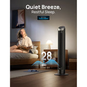 Dreo Smart Tower Fan, 40 in Standing Fan, 90 Oscillating, 26 ft/s High-Speed, 5 Speeds, 4 Modes, Quiet Operation, Touch Remote App Voice Control, Silver DR-HTF008S