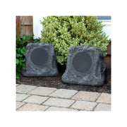 Innovative Technology ITSBO-513PS5 Premium 5-Watt Bluetooth Outdoor Rock Speakers with A/C Adaptor, Built In Rechargeable 5200mAh Battery and Solar Panels, Pair, Charcoal