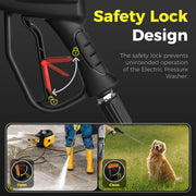 LovoIn Electric Pressure Washer, 2100 PSI, 2.1 GPM, 1800W Motor, Patented 5-Piston Pump, Quick Release Gun, Nozzle Lance, Yellow, Compact Design