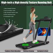 Costway SP37146BK SuperFit 2.25HP 2 in 1 Folding Treadmill W/ Speaker Remote Control APP, Black