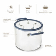 Elements By Thyme & Table 4.5 QT Borosilicate Glass Pot, Clear, Silicone Handles, Oven Safe