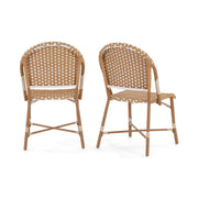 Better Homes & Gardens Lilah Outdoor 2-Piece Wicker Parisian Bistro Chairs, Tan and White