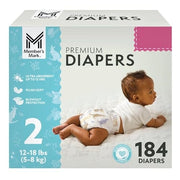 Member's Mark Premium Baby Diapers, Size 2, Ultra Absorbent, Plush Soft Feel, Hypoallergenic, 184 Count, 990371075