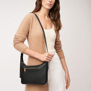Fossil Cecilia Small Leather Crossbody Purse Handbag, Black, Adjustable Strap, ZB1889001