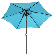 Ainfox 9ft Lake Blue Patio Umbrella with Waterproof UV Resistant Polyester Canopy, Steel Frame, Push Button Tilt, Crank Operation, OB-OTU065BL