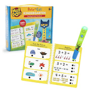 Educational Insights Hot Dots Pete the Cat Kindergarten Reading and Math Workbook with Electronic Pen, Multicolor, Ages 5 and Up, 2456
