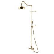 Elements of Design Kingston Brass Vintage Rain Drop Shower System, Polished Brass, Wall Mount, 8-Inch Shower Head, Hand Shower with 59-Inch Hose, CCK6172