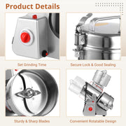 Chewoof 3200W 800A High Power Stainless Steel High Speed Oscillating Mill for Grinding Dry Foods, Coffee Beans and Spices