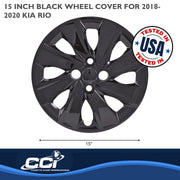 Coast2Coast Automotive Wheel Cover, 15in Black Gloss Painted Bolt-On Set of 4 for 2018-2020 Kia Rio, CCI-54915BLK