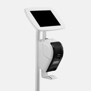 Bouncepad Secure Floor Stand for Tablets and iPads, White, Lock and Key Security, Heavy Steel Base with Cable