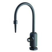 T&S Brass Laboratory Faucet, Single Control Handle, Matte Black, Grey PVC Rigid Gooseneck, Serrated Tip, Deck Mounted, Single Hole, BL-9505-01
