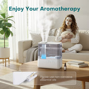 ALROCKET 5L Ultrasonic Cool Mist Humidifier with 360 Rotating Dual Nozzles, Essential Oil Diffuser, Nightlight, Quiet 25dB Operation, Top Fill, White, DH-JS20