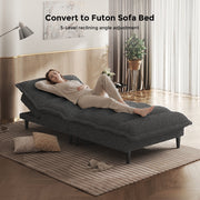 Patbrela Futon Sofa Bed, 4-in-1 Convertible Loveseat Sleeper Couch with Adjustable Backrest, Teddy Plush Fabric, Gray, 71 in, LMJSF12