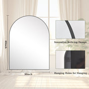 Beautypeak 2509-ALYH-3040-1 Bathroom Wall Vanity Arched Mirror, 30x40 in, Black Aluminum Frame, Shatter-Proof Glass