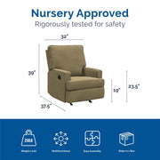 Baby Relax Salma 2-in-1 Rocker Recliner Chair, Beige, Soft Polyester Chenille Upholstery, Ergonomic Comfort, Durable Frame, Footrest Adjustment