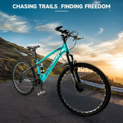 Artudatech ARTUDATECH-26-MTB-GREEN Full Suspension Mens Mountain Bike, Shimano 21 Speed, 26 Inch Wheel, Green