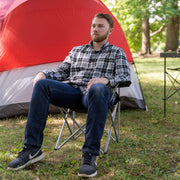 Ozark Trail Quad Folding Camp Chair with Steel Frame, Tear-Resistant Polyester Fabric, Mesh Cup Holder, Burnt Orange
