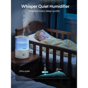 FOHERE GO-2811 Ultrasonic Humidifier, 3.2L Top-Fill Cool Mist, 3-in-1 Essential Oil Diffuser with 7-Color Night Light, BPA-Free, Quiet White