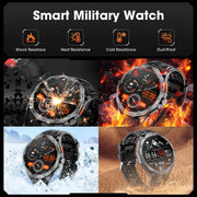 Haulvean Military Smart Watch for Men, 1.85-Inch HD Touchscreen, Wireless Call, 100+ Sport Modes, Heart Rate Monitor, Zinc Alloy Case, Black