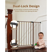 Ophanie V3207 Baby Safety Gate 28.9-42.1 Wide 30 Tall Pressure Mounted Brown