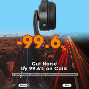 Caymuller Bluetooth 5.1 Wireless On-Ear Headset, Noise Canceling Microphone, Charging Base, Mute Button, Black, DT629