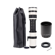 JINTU 420-1600mm f/8.3 HD Manual Telephoto Zoom Lens with 2X Teleconverter, White, Compatible with Canon EOS DSLR Cameras