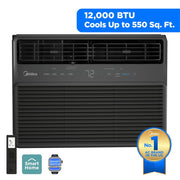 Midea 12,000 BTU Smart Inverter Window Air Conditioner, Wi-Fi, Alexa & Google Assistant Compatible, Energy Star, Quiet Operation, Remote Control, Black, MAW12V1WBK
