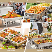 AOKIWO Chafing Dishes Set, 3 Pack 8QT Mirrored Stainless Steel Buffet Warmers with Rolled Edge Technology