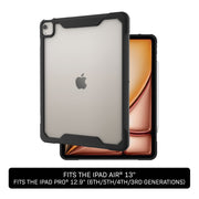 Body Glove 100141681 Slim Rugged Tablet Case for iPad Air 13 and iPad Pro 12.9, Black/Clear, Hard Polycarbonate and TPU, Drop Protection up to 6 Feet