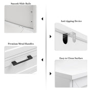Homfa BOT-MD-017 6 Drawer Tall Dresser, Chest of Drawer Nightstand Storage Cabinet with Metal Handles, White