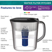 PUR PLUS 11 Cup Pitcher Filtration System, Smoke, PPT111BA
