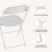 Joinsun Folding Chair Set, 6-Piece, White, Folding and Stacking Design, Non-Slip Feet, 330 lb Capacity