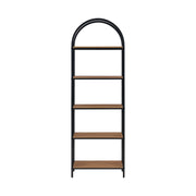 Mainstays MS1525004710001  5-Shelf Metal and Wood Open Bookcase with Arch-Style Top, Warm Walnut Finish