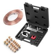 KFFKFF Brake Line Repair Kit, 3/16 in Copper-Coated Tubing, 45 Double and Single Flaring Tool Set, 25 ft Line, 16 Fittings, 4 Unions, Tube Cutter, 5 Adapters, Storage Case, CT-2032D