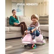 FanttikRide 12V N7 Pro Electric Wiggle Car, 2-in-1 Kids Ride On Toy with Bluetooth Music, Flashing LED Wheels, 2-Speed, Anti-Rollover, Pink