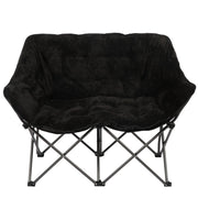 Mainstays Loveseat Chair Double Saucer with Plush Faux Fur Upholstery, Black, Foldable with Carry Bag