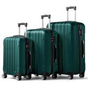 UBesGoo 3PCS Green Luggage Travel Set Hard Shell Suitcase w/TSA lock Carry-On, w/Wheels - Durable