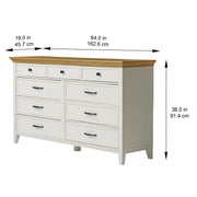 Better Homes & Gardens BHS436249972059 Canton 9 Drawer Dresser, Textured White and Light Honey