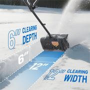 Litheli U20 Cordless Snow Shovel, 20V, 12 Inch Clearing Width, Brushless Motor, 4.0Ah Portable Battery