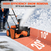 VOLTASK 48V Cordless Snow Shovel 20-inch Brushless Electric Snow Blower with Wheels