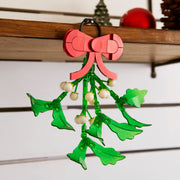 Brickcraft Bricktanicals Mistletoe Building Kit, 82-Piece Holiday Decoration with Red Bow and White Berries - Ready to Hang