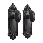 Signature Hardware SH552125MB Valma Brass Interior Door Knob & Plate Set - Adjustable Backset - Passage - Matte Black