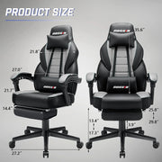 BOSSIN MDXG-CFT0061 Gaming Chairs with Footrest, Headrest and Lumbar Support - Gray