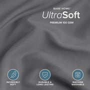 Bare Home Luxury Duvet Cover and Sham Set, Premium 1800 Collection, Ultra-Soft Microfiber, Gray, Queen, 3-Pieces