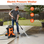 Keenstone Electric Pressure Washer, 4000 PSI, 2.8 GPM, Adjustable Nozzle 0-120, 35FT Cord, 20FT Hose, Foam Cannon, Lockable Wheels