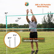Medal Sports Hall of Games 20-ft Outdoor Volleyball and Badminton Net Set with Adjustable Steel Poles, Official Volleyball, Rackets, Shuttlecocks, Air Pump, Score Clips, Carrying Bag NE300Y23017