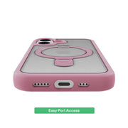 onn MagSafe Compatible Phone Case with Kickstand for iPhone 17 and iPhone 17 Pro, Frosted Clear Back, Matte Pink Sides
