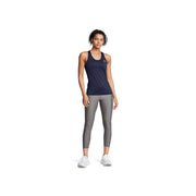 Under Armour HeatGear Womens High-Rise No-Slip Waistband Ankle Leggings, 4-Way Stretch, Charcoal Light Heather Black, Large, 1365335